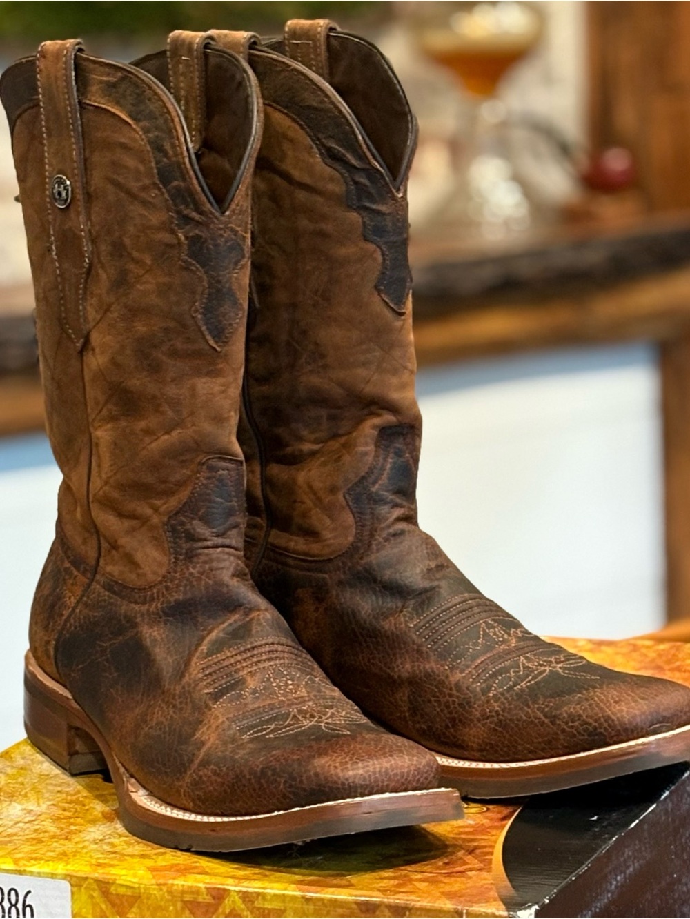 Men's Brown Distressed Western Cowboy Boots